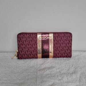 Michael Kors Burgundy and Gold Women's Wallet